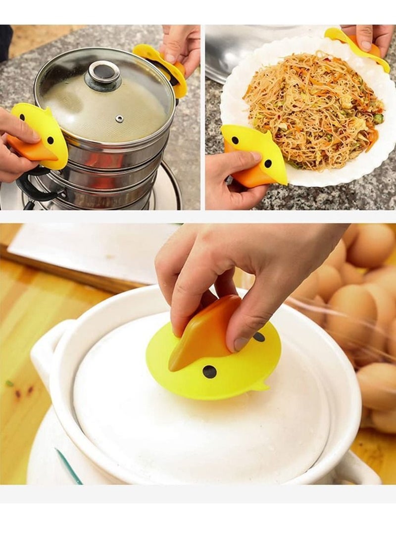 Y&D Silicone Pot Holder, Anti-scald Heat Insulation Cover Cute Little Yellow Duck Thickened Microwave Oven to Take the Bowl Clip Home Kitchen High Temperature Gloves (2 Pieces)  - Image 5
