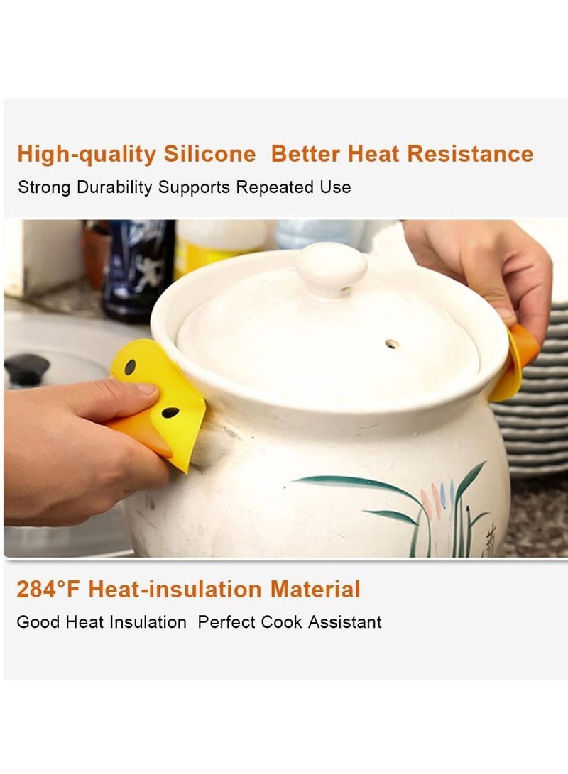 Y&D Silicone Pot Holder, Anti-scald Heat Insulation Cover Cute Little Yellow Duck Thickened Microwave Oven to Take the Bowl Clip Home Kitchen High Temperature Gloves (2 Pieces)  - Image 3