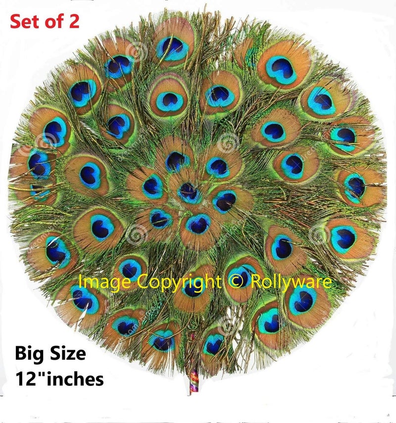 ROLLYWARE Natural Peacock Feather More Pankh Fan Tails Original Full Length Laddu Gopal Handmade Morpankh Peacock Feather Dress, Pack of (4) - Image 2