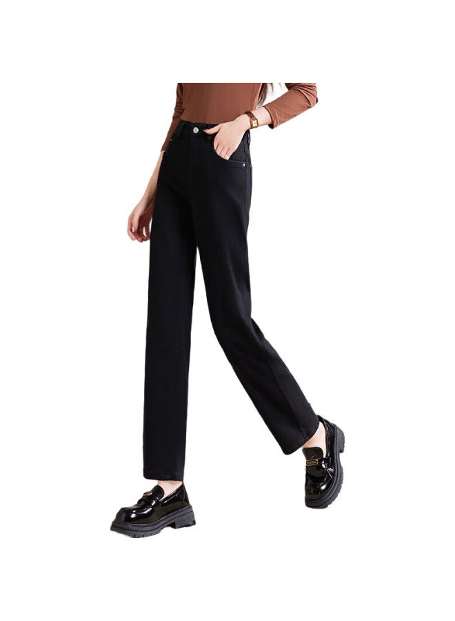 pincai Women'S Jeans, Spring And Autumn, Black Straight-Leg Pants, Slimming And Heightening, Casual Denim Trousers, P143N1009 - Image 1