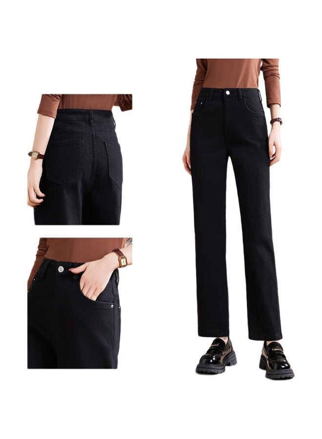 pincai Women'S Jeans, Spring And Autumn, Black Straight-Leg Pants, Slimming And Heightening, Casual Denim Trousers, P143N1009 - Image 2