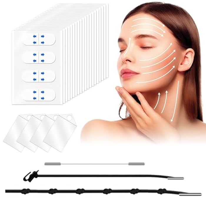 ANTIVP 160PCS Face Lift Tape Invisible Face Tape Neck Lift Tape Lifting Instantly With String, Anti Wrinkle Facial Patches V-Shaped for Facial Wrinkles, for Dounle Chin Forehead Skin Firming & Lifting - Image 1