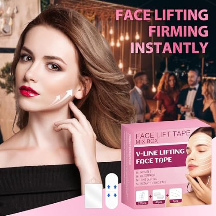 ANTIVP 160PCS Face Lift Tape Invisible Face Tape Neck Lift Tape Lifting Instantly With String, Anti Wrinkle Facial Patches V-Shaped for Facial Wrinkles, for Dounle Chin Forehead Skin Firming & Lifting - Image 5