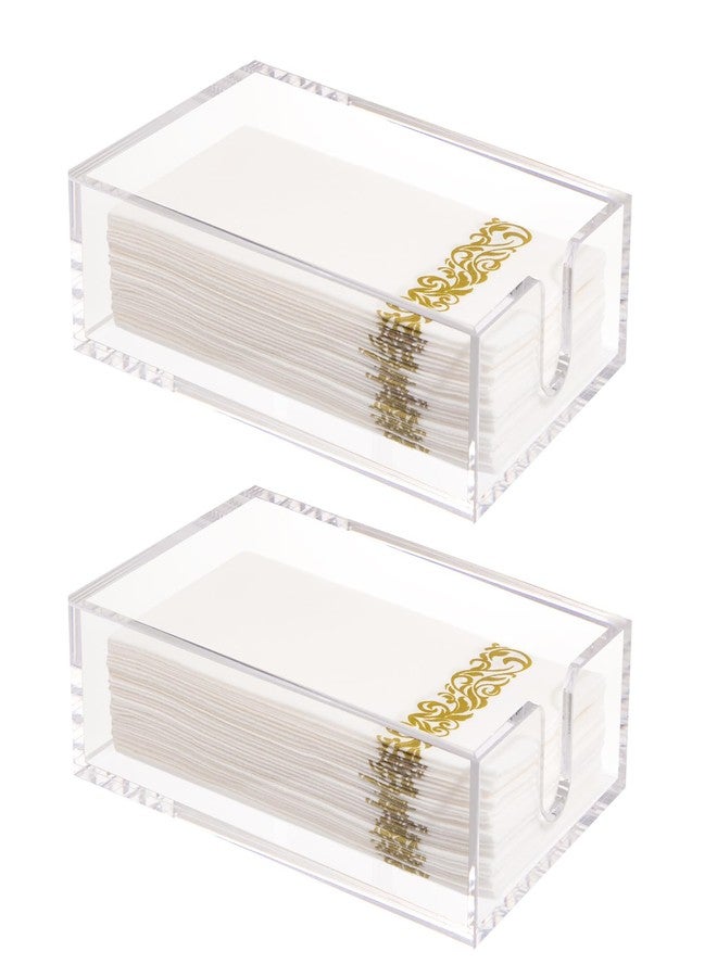 Rubtlamp 2 Pack 0.12 Thickness Clear Napkin Holder, Flat Napkin Holder,9x5.5x2.5inch Acrylic Guest Towel napkin holder, Clear Bathroom Paper Hand Towels Storage Tray For Kitchen Dinning - Image 1
