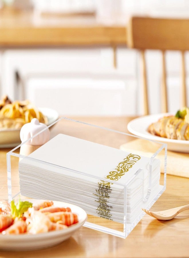 Rubtlamp 2 Pack 0.12 Thickness Clear Napkin Holder, Flat Napkin Holder,9x5.5x2.5inch Acrylic Guest Towel napkin holder, Clear Bathroom Paper Hand Towels Storage Tray For Kitchen Dinning - Image 3