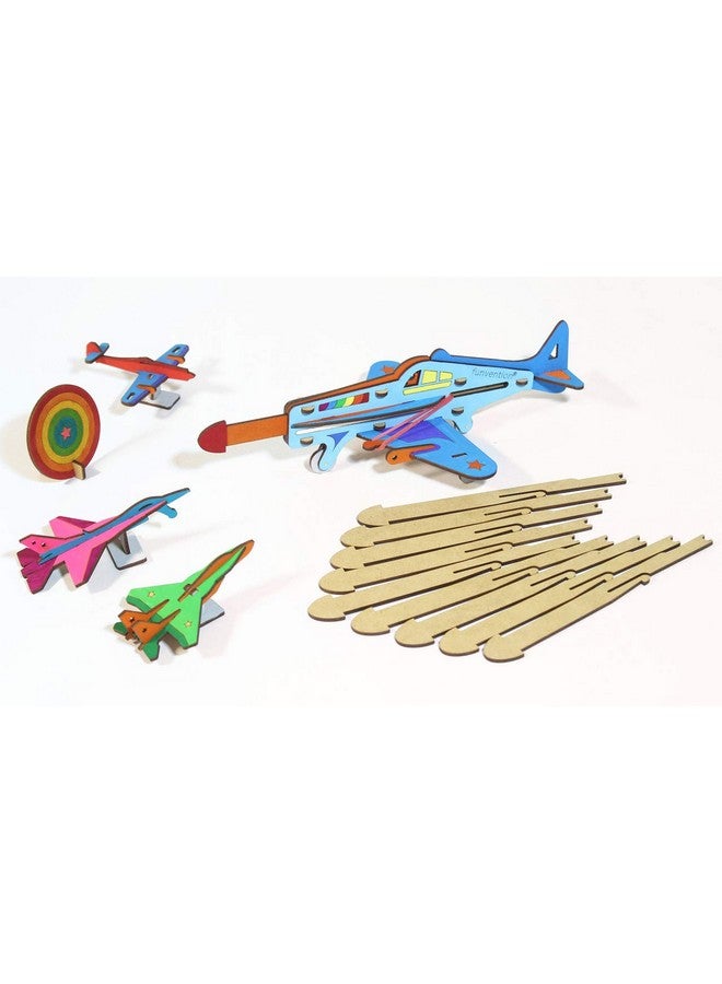 Funvention DIY Shooter Plane (Pack of 6) Mechanical Shooting Model with 3 Target Planes and One Target Disc and Free Colors- STEM Learning Birthday Return Gifts Party Pack - Image 2