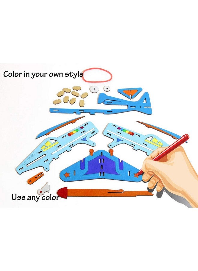 Funvention DIY Shooter Plane (Pack of 6) Mechanical Shooting Model with 3 Target Planes and One Target Disc and Free Colors- STEM Learning Birthday Return Gifts Party Pack - Image 4