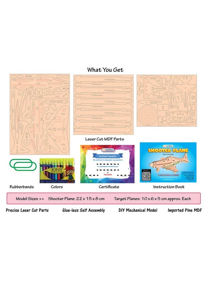 Funvention DIY Shooter Plane (Pack of 6) Mechanical Shooting Model with 3 Target Planes and One Target Disc and Free Colors- STEM Learning Birthday Return Gifts Party Pack - Image 3