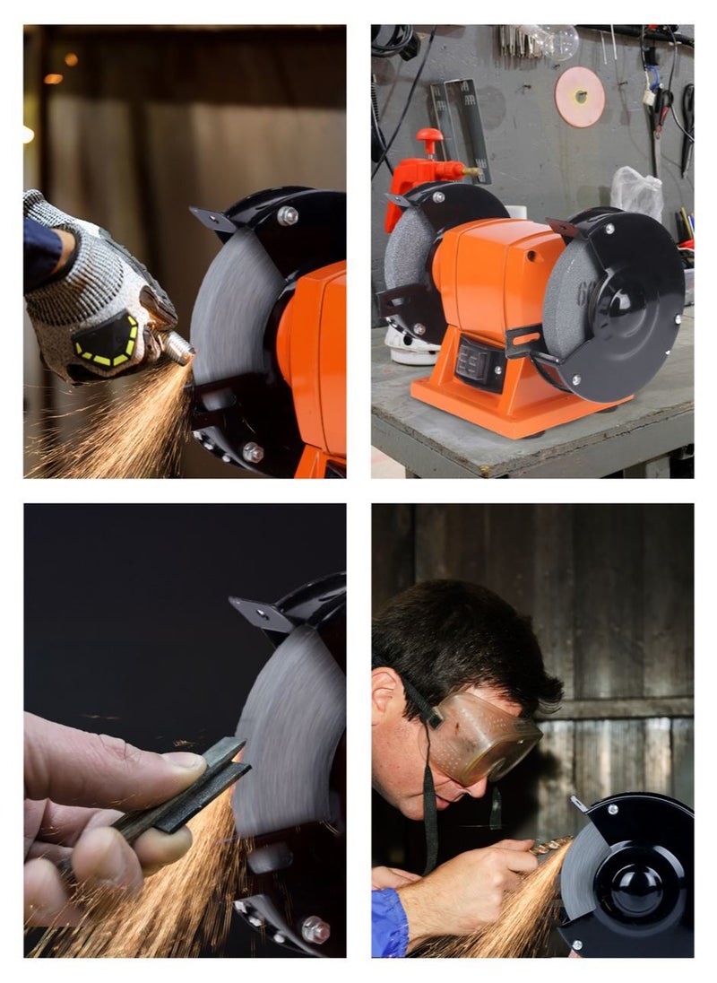 BMB tools Bench Grinder - 6inch, 200W - Benchtop Grinding Tool with Dual Wheels, 2950 RPM, Cast Iron Body, Anti-Vibration Steel Base, Rust-Resistant - Ideal for Sharpening, Woodworking, DIY, and Workshop Use  - Image 5