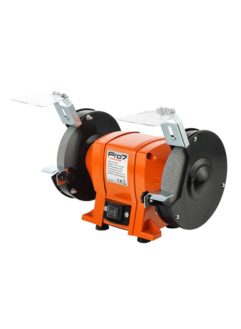 LAWAZIM Pro7 6inch Bench Grinder - 200W - 220-240V Electric Bench Grinding Machine with 2800RPM Speed, Grinding Wheels, Adjustable Tool Rest, Spark Guards for Sharpening, Deburring, and Edge Work - Image 1