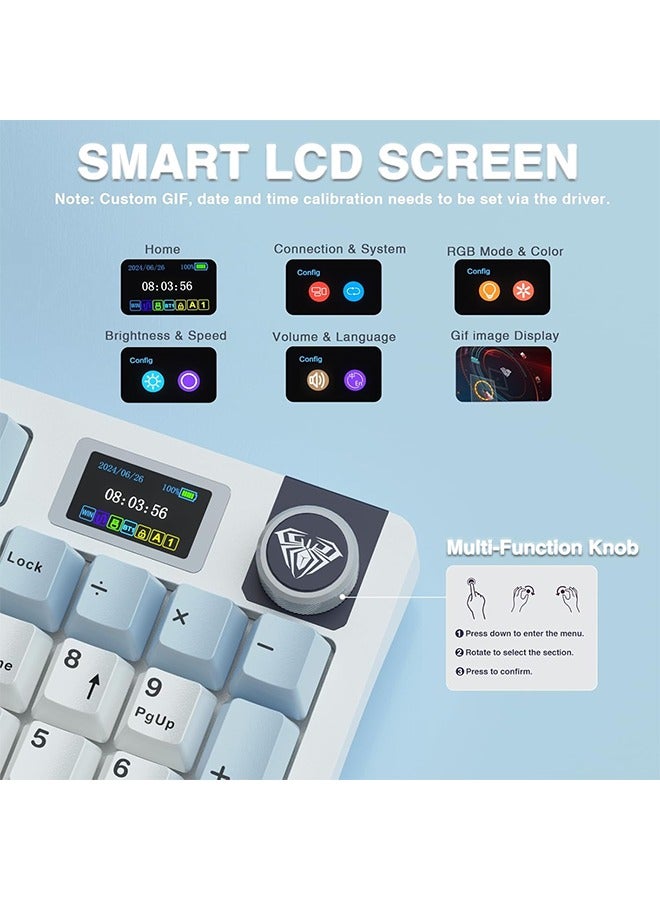 AULA S98 Pro Wireless Mechanical Keyboard,Smart Screen & Knob,Tri-Mode BT5.0/USB-C/2.4GHz Creamy Keyboard,Pre-lubed Linear Switches,Hot Swappable RGB Backlit Computer Gaming Keyboards - Image 3