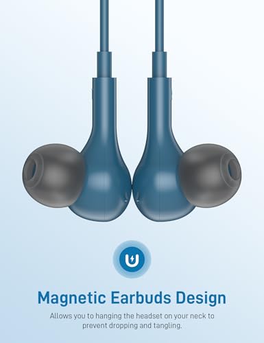 iMangoo for Apple MFi-Certified Headphones for Lightning Wired Earbuds Magnetic Ear Buds with HiFi Bass,3 Ear Tips Mic Corded Earphones for Gym, Commuting for iPhone 14 Plus 13 12 11 Pro Max Lake Blue - Image 4