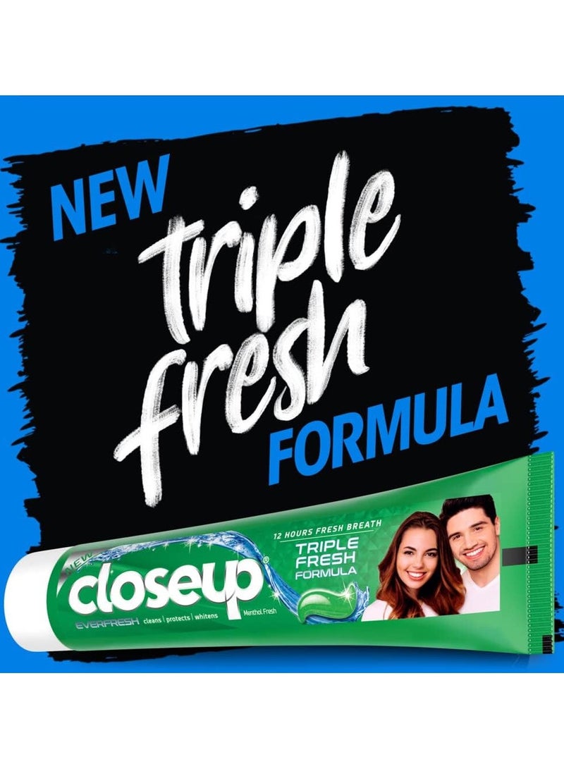 Close Up Triple Fresh Gel Toothpaste, for 24 hours fresh breath, Menthol Fresh, with antibacterial mouthwash & microshine crystals, 75ml x 4 - Image 5