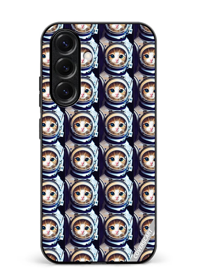 VR CREATIVE Protective Case Cover For Samsung Galaxy S25 Cat Face Inside Astronauts Helmet Pattern Design Multicolour