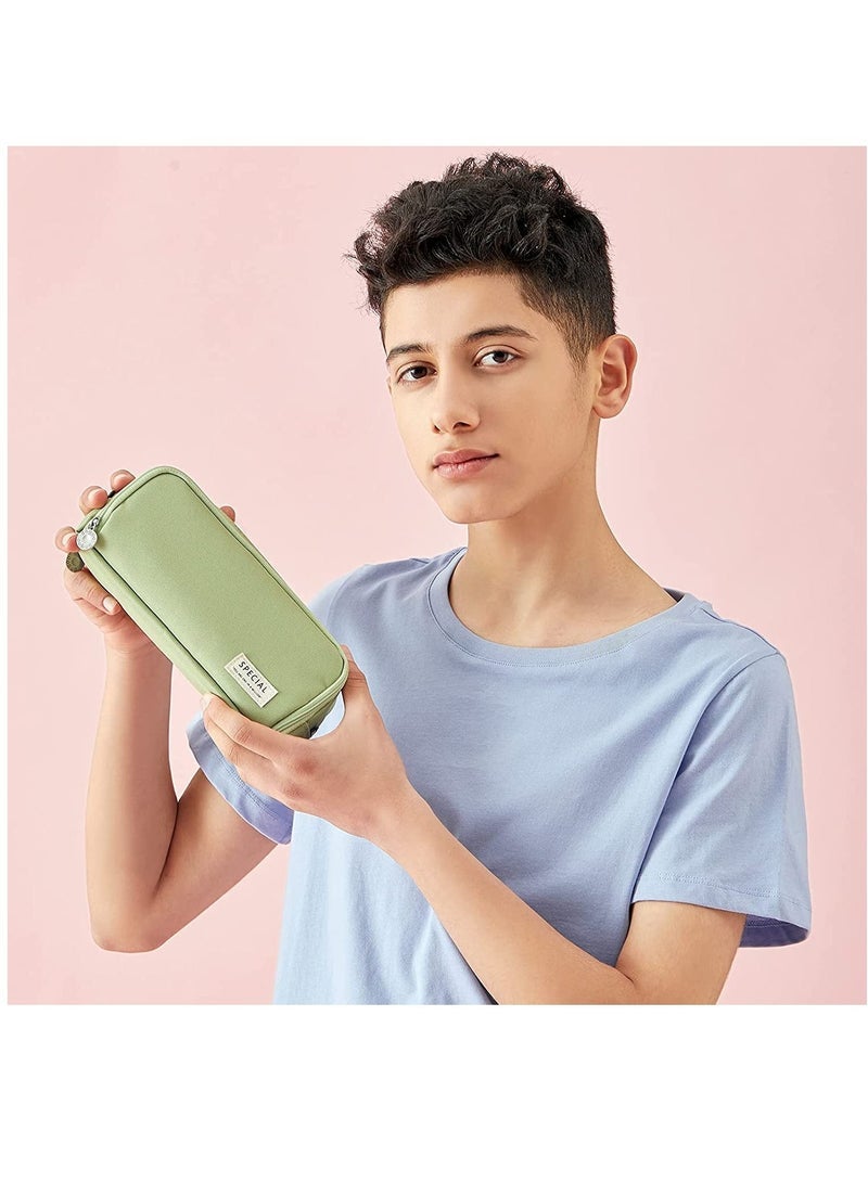 إسكدنيا حافظة أقلام ذات سعة كبيرة، حافظة أقلام ذات ثلاثة أقسام، مناسبة للمراهقين في المدارس والفتيات والأولاد وحقيبة القرطاسية النسائية، حقيبة تخزين مريحة، حقيبة تخزين للسفر في الهواء الطلق - أخضر - Image 5