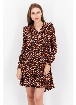 WHISTLES Women All Over Print Mini Dress, Dark Brown  - Image 1