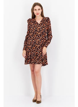 WHISTLES Women All Over Print Mini Dress, Dark Brown  - Image 3