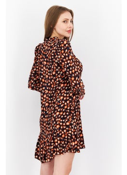 WHISTLES Women All Over Print Mini Dress, Dark Brown  - Image 4