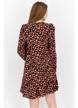 WHISTLES Women All Over Print Mini Dress, Dark Brown  - Image 2