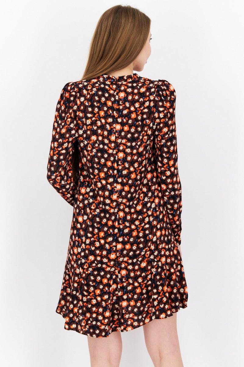 WHISTLES Women All Over Print Mini Dress, Dark Brown - Image 2