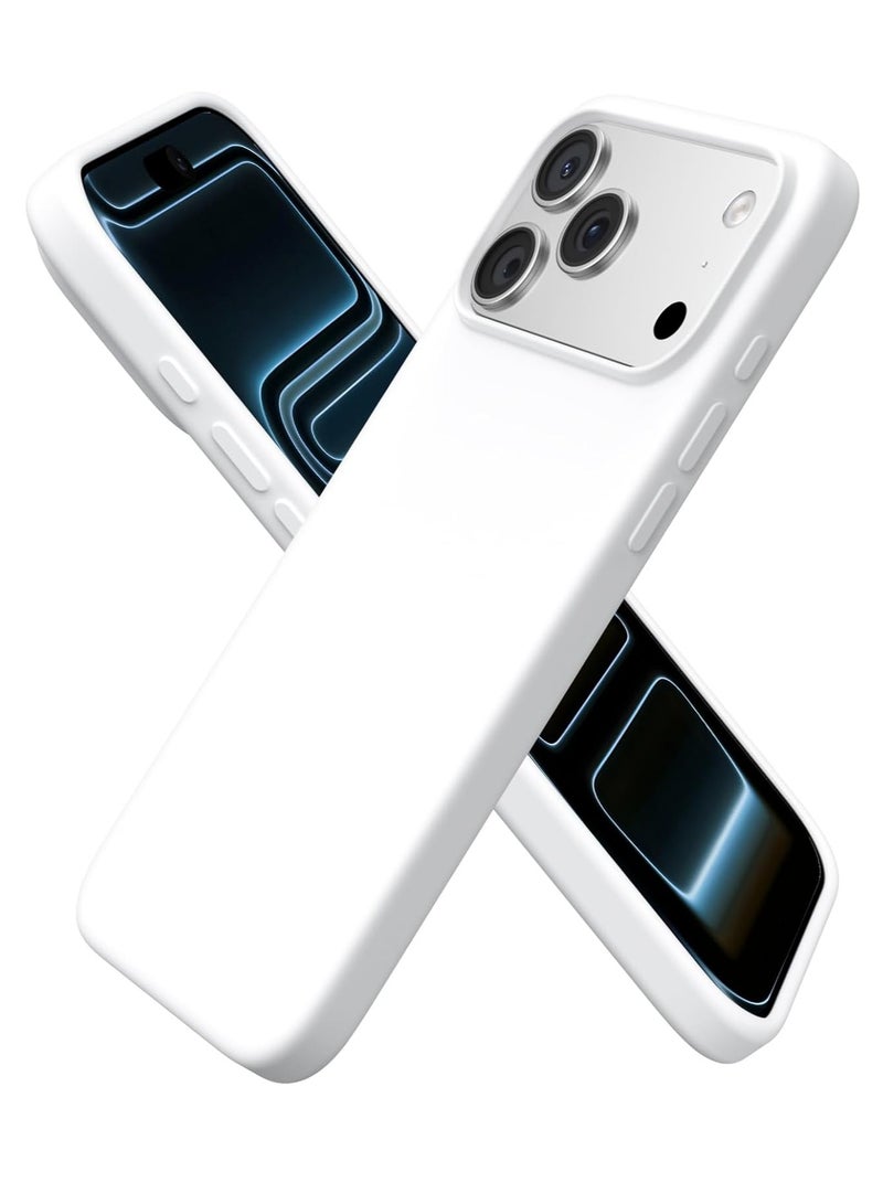 Silicone Case for IPhone 17 Pro Max (6.9) Soft Gel Cover Full Body Shockproof Protection Matte Finish Cover Soft Microfiber Lining Cushion Slim Case (White) - Image 1
