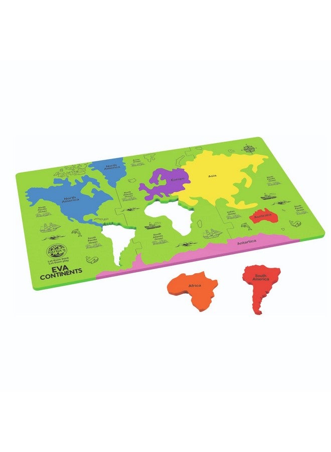 RATNA'S Ratna's EVA Continents Jumbo Pieces Framed Puzzle Size 58.5 x 33.5 cm Along with Information Manual for Kids to Learn & Play  - Image 1