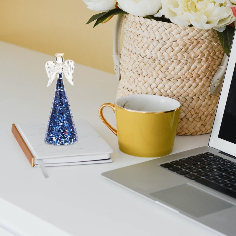 Glass Angel Statue Ornament Home Decor Figurine for Desk Holiday Office Dorm Night - Image 4