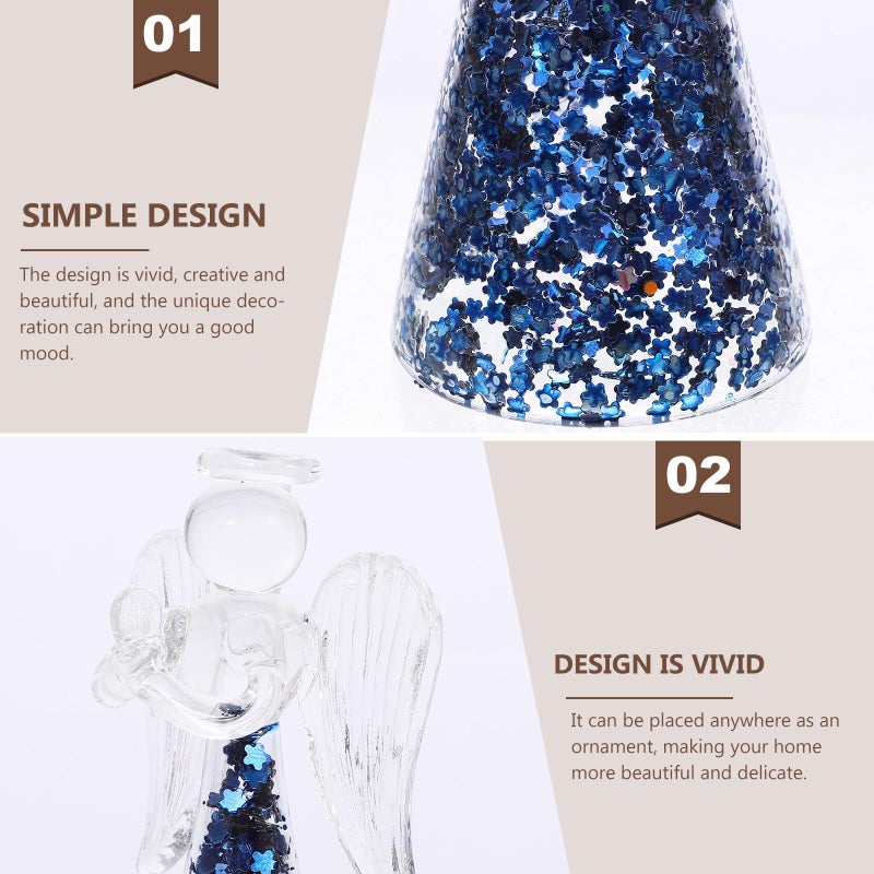 Glass Angel Statue Ornament Home Decor Figurine for Desk Holiday Office Dorm Night - Image 3