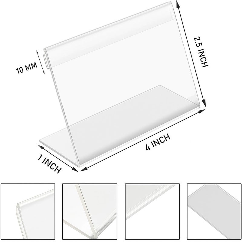Shuban Acrylic Sign Holder (4 Inch W X 2.5 Inch H) L-Shape Acrylic Table Display Label Price Tag Name Card Holder Stands For School Office Counter Restaurants Supermarket (25Pcs) - Image 3