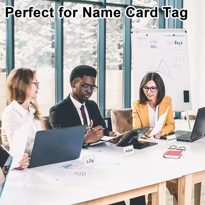 Shuban Acrylic Sign Holder (4 Inch W X 2.5 Inch H) L-Shape Acrylic Table Display Label Price Tag Name Card Holder Stands For School Office Counter Restaurants Supermarket (25Pcs) - Image 2