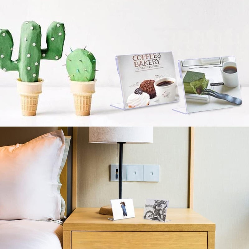 Shuban Acrylic Sign Holder (4 Inch W X 2.5 Inch H) L-Shape Acrylic Table Display Label Price Tag Name Card Holder Stands For School Office Counter Restaurants Supermarket (25Pcs) - Image 4