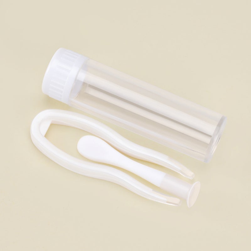 BUBM YJH-K  Contact Lens Box Mini Portable Contact Lens Storage Holder Case Kit with Small Mirror Flower White - Image 3