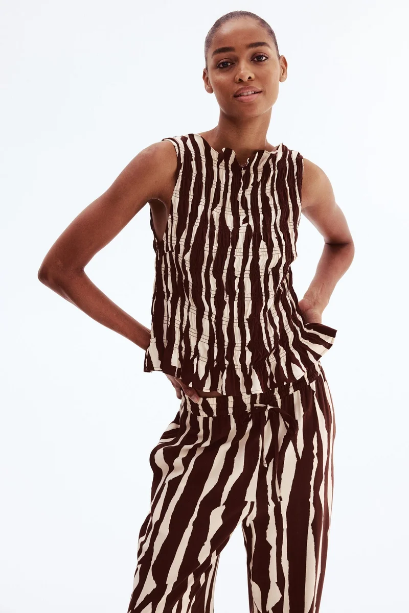 H&M Smocked viscose top