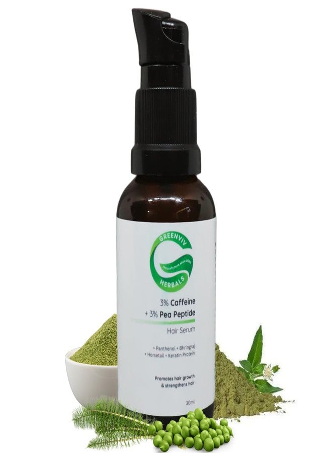 Greenviv 3% Caffeine + 3% Pea Peptide Hair Growth Serum | With Panthenol & Bhringraj | Strengthens Roots, Reduces Hair Fall, Boosts Growth & Improves Hair Density | 30 ml - Image 1