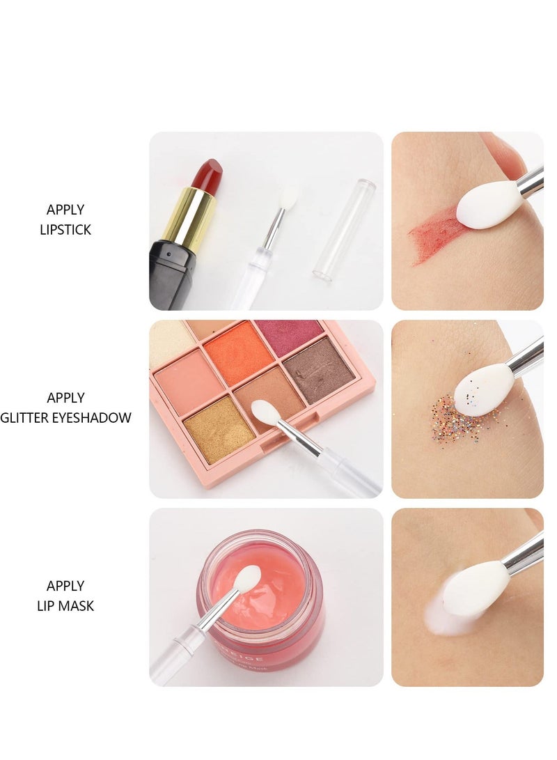 Y&D Lip Applicators, 15 Pcs Silicone Applicator, Scrub Brush, with Cap Double-ended Reusable Makeup Brushes, Beauty Tools for Eyeshadow, Gloss, Mask Cream (white)  - Image 2