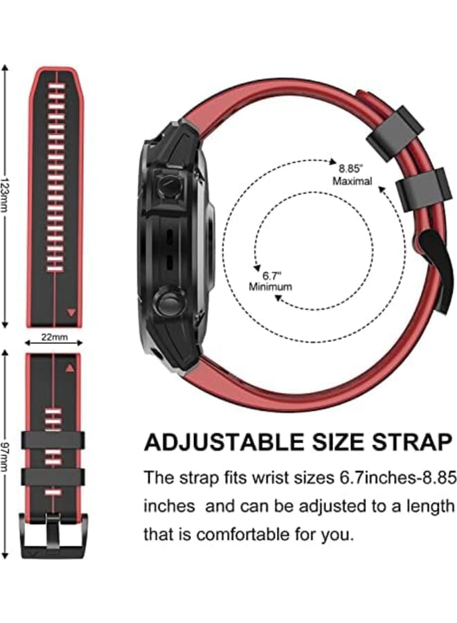 SYOSI Watch Band Waterproof Wristband Strap For Garmin Fenix 7 22Mm Width Silicone Bands For Garmin Fenix 7 Fenix 6 Fenix 6 Pro Fenix 5 Fenix 5 Plus Forerunner 935 Forerunner 945 Approach S60 S62 - Image 2