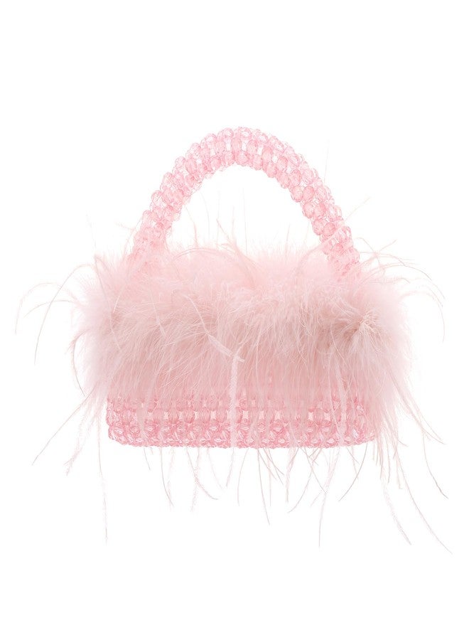 Fecialy Natural Ostrich Feather Clutch Purse for Women Beaded Handbags Handmade Evening Bag for Wedding Party - Image 1