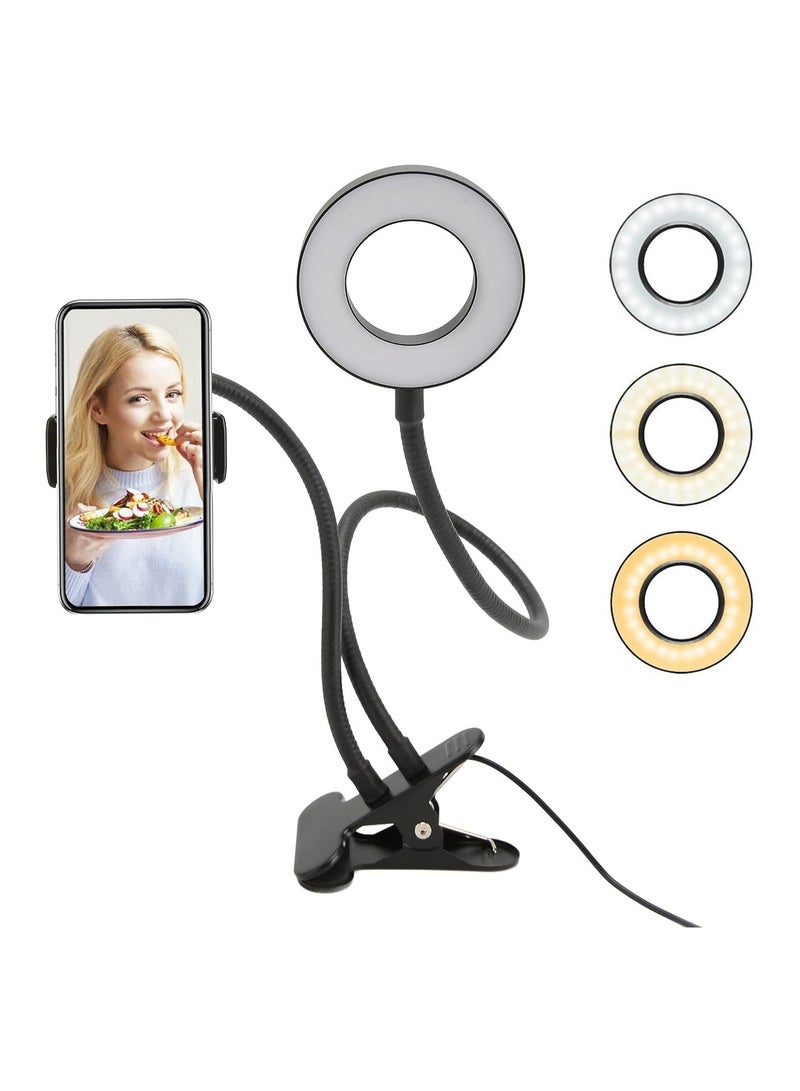 2 in 1 Phone Holder with Selfie Ring Light Fill Flash Light, Cell Phone Lazy Holder, Bracket Desk Lamp, Phone Clip Holder - Image 2