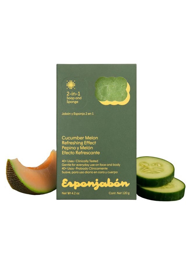 T. Taio T.Taio Esponjabon Soap Sponge - Cleansing Shower Scrubber - Cleaning Bath Wash Scrub - Oil Removal - Massage & Lather Foot, Elbow, & Face - Bathroom Accessories (Cucumber) - Image 1