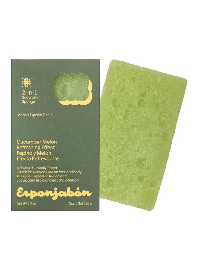 T. Taio T.Taio Esponjabon Soap Sponge - Cleansing Shower Scrubber - Cleaning Bath Wash Scrub - Oil Removal - Massage & Lather Foot, Elbow, & Face - Bathroom Accessories (Cucumber) - Image 2
