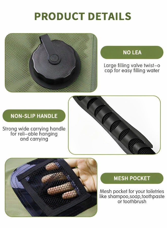 جرويك حقيبة دش بالطاقة الشمسية، حقيبة استحمام محمولة للتخييم والتدفئة 5 جالون (20 لتر) ماء 45 درجة مئوية مع خرطوم قابل للإزالة ورأس دش قابل للتشغيل والإيقاف للتخييم في الهواء الطلق - Image 3