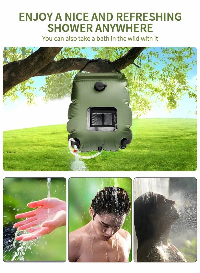 جرويك حقيبة دش بالطاقة الشمسية، حقيبة استحمام محمولة للتخييم والتدفئة 5 جالون (20 لتر) ماء 45 درجة مئوية مع خرطوم قابل للإزالة ورأس دش قابل للتشغيل والإيقاف للتخييم في الهواء الطلق - Image 4