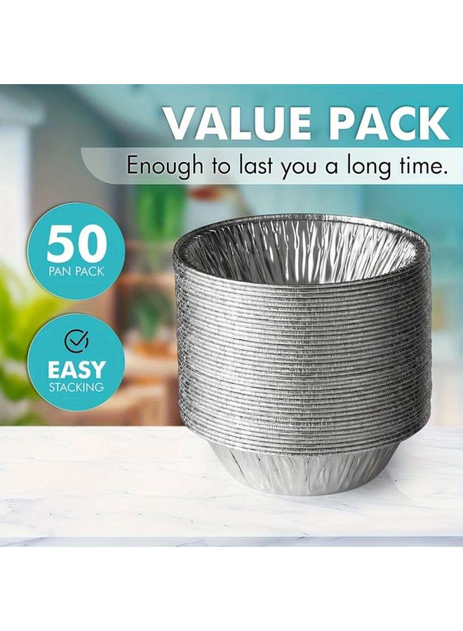50 Pcs 5 Inch Heavy Duty Disposable Aluminum Pie Pans Mini Tins For Baking And Freezing - Image 1