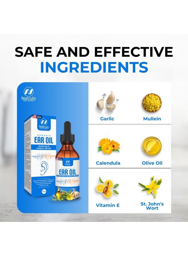Natrulo Organic Ear Oil for Ear Infection - Natural Eardrops for Earache Prevention, Swimmer's Ear & Wax Removal - Kids, Adults, Baby, & Dog Earache Remedy - with Mullein, Garlic, Calendula Made in USA - Image 5