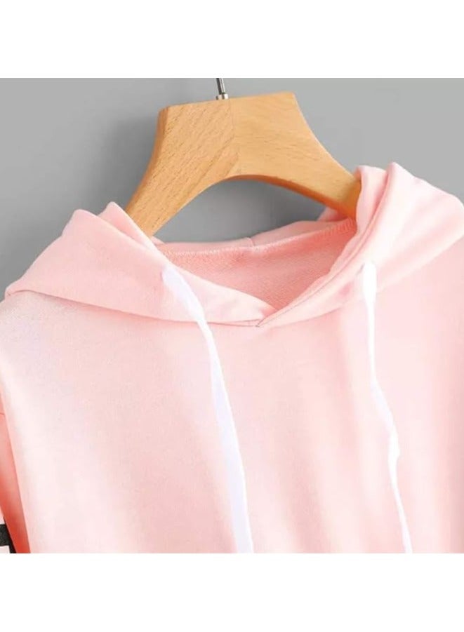 A.M Women's Casual Long Sleeve Letter Print Drawstring Crop Top Hoodies Pullover Blouse Shirts - Image 3