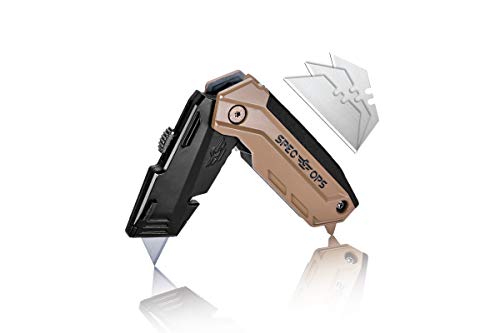 Spec-Ops Spec Ops Tools Folding Utility Knife with Retractable Blade, Includes 3 Extra Blades in Handle Storage - Image 1