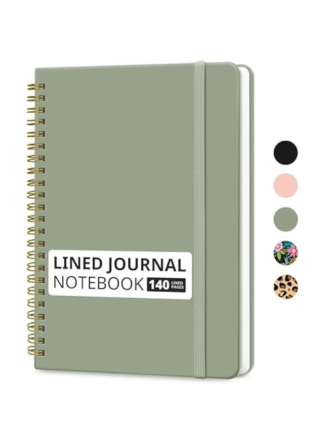 Arabest Lined Spiral Journal Notebook for Women & Men, 140 s, College Ruled Hardcover Notebook for Work & Note Taking, Journals for Writing, A5(6x8) - Green - Image 1