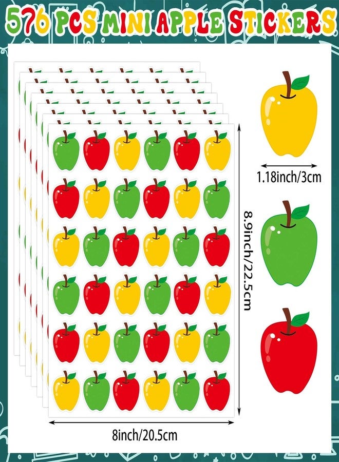 JULMELON 576Pcs Apples Stickers for Kids, Colorful Mini Apples Stickers Bulk for Teachers Reward Back to School Classroom Awards Decorations - Image 2
