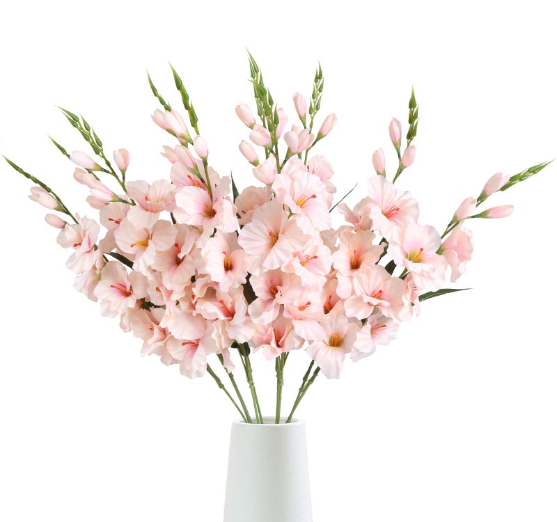 IPOPU 10 PCS Gladiolus Artificial Flowers 303 in Gladiolus Flowers Silk Gladiolus Flowers with Stems Artificial Gladiolus Flowers Faux Gladiolus for Home Wedding Office DecorationLight Pink - Image 2