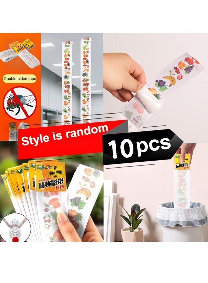 10pcs مزدوج الجانب قوي الطيران فخ مجموعة - داخلية وخارجية الاستخدام, تصميم الشريط, عالية الكفاءة البعوض والطائرة القابض, لا حاجة إلى الكهرباء, من السهل تعليق لمكافحة الآفات المنزلية, الطيران فخاخ للاستخدام المنزلي الداخلي, تصميم المكونات الطبيعية, طويلة الأمد - Image 1